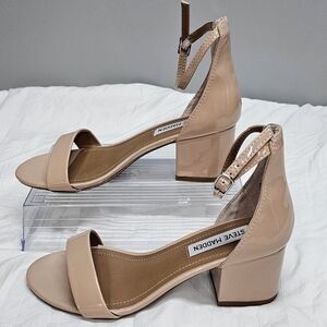 STEVE MADDEN Luxe Block Heel Tan Ankle Strap Sandals SZ 5.5 W Leather